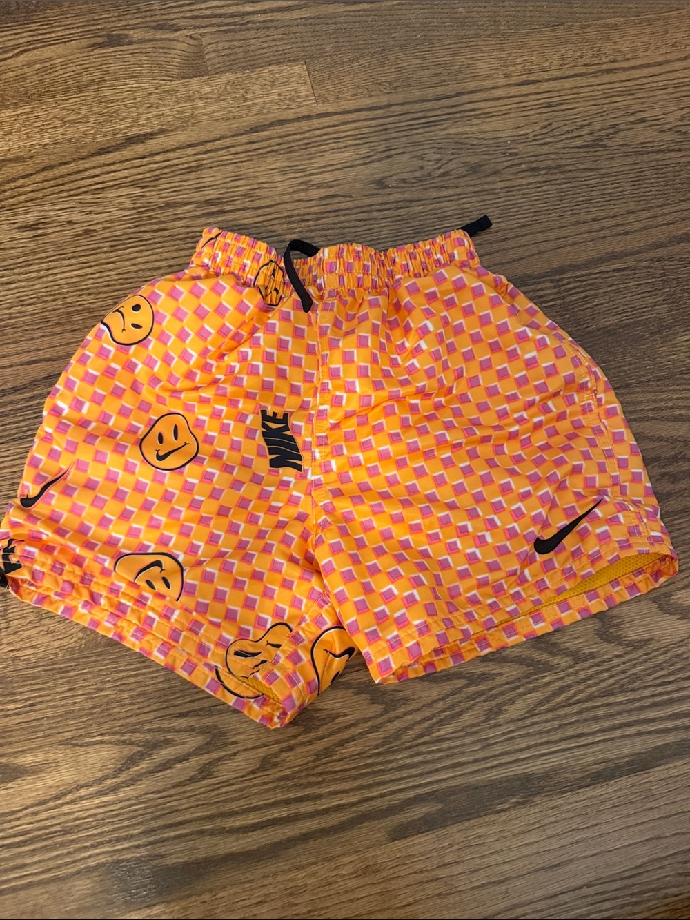 Nike Kids Pink and Orange Checkerboard Smiley Shorts Size Medium